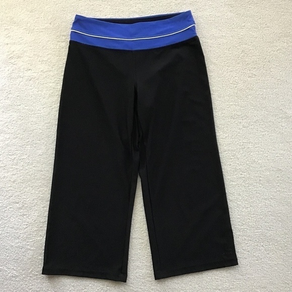 AVIA SMALL WORK OUT CROP PANTS BLACK & BLUE - Picture 1 of 4